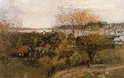 Alfred Wahlberg Landscape stamp Vaxholm Germany oil painting artist